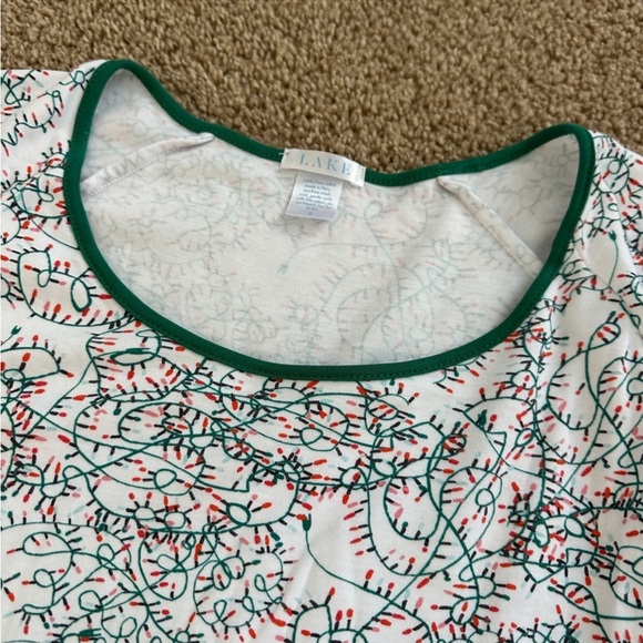 Lake Pajamas Pima Cotton Christmas Pajama Set in Tangled Lights Pattern - Picture 3 of 5